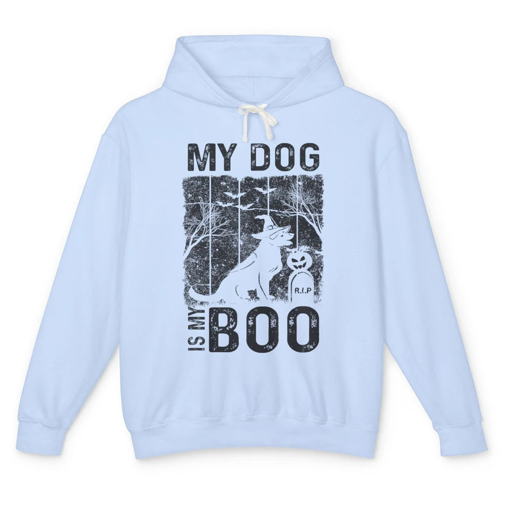 Retro My Dog Is My Boo Ghost Hippie Halloween Spooky Puppy Unisex Lightweight Hoodie