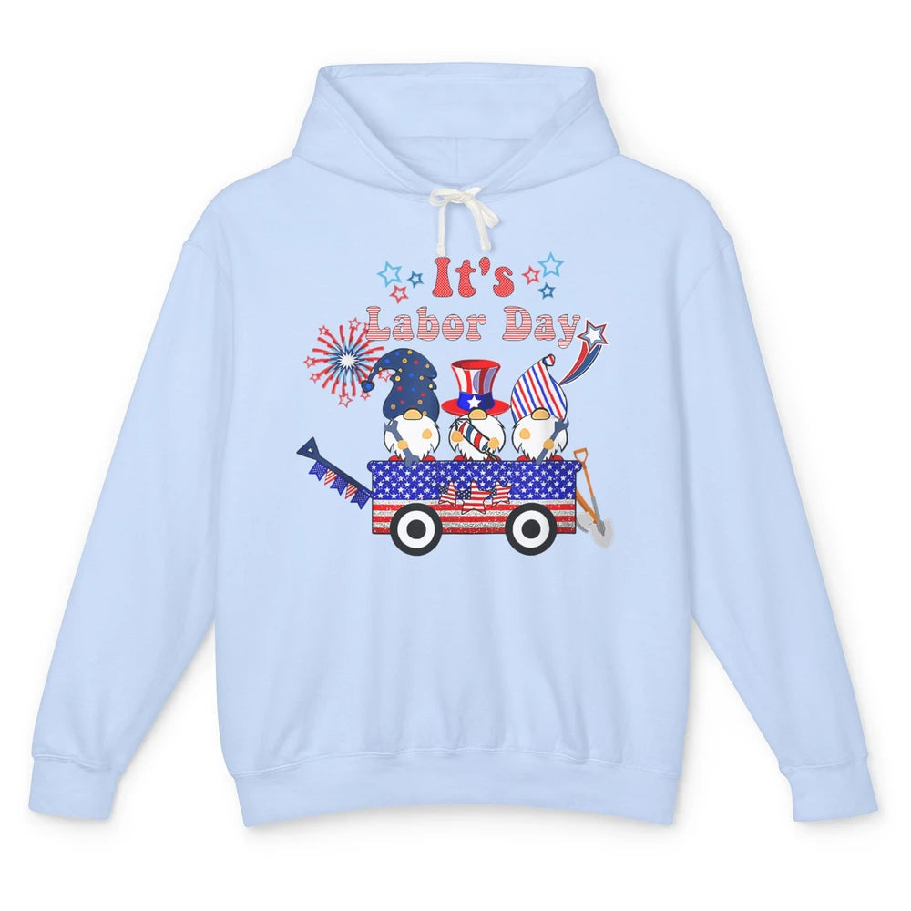 Funny Gnomes Gnomies Happy Labor Day Party American Flag Unisex Lightweight Hoodie