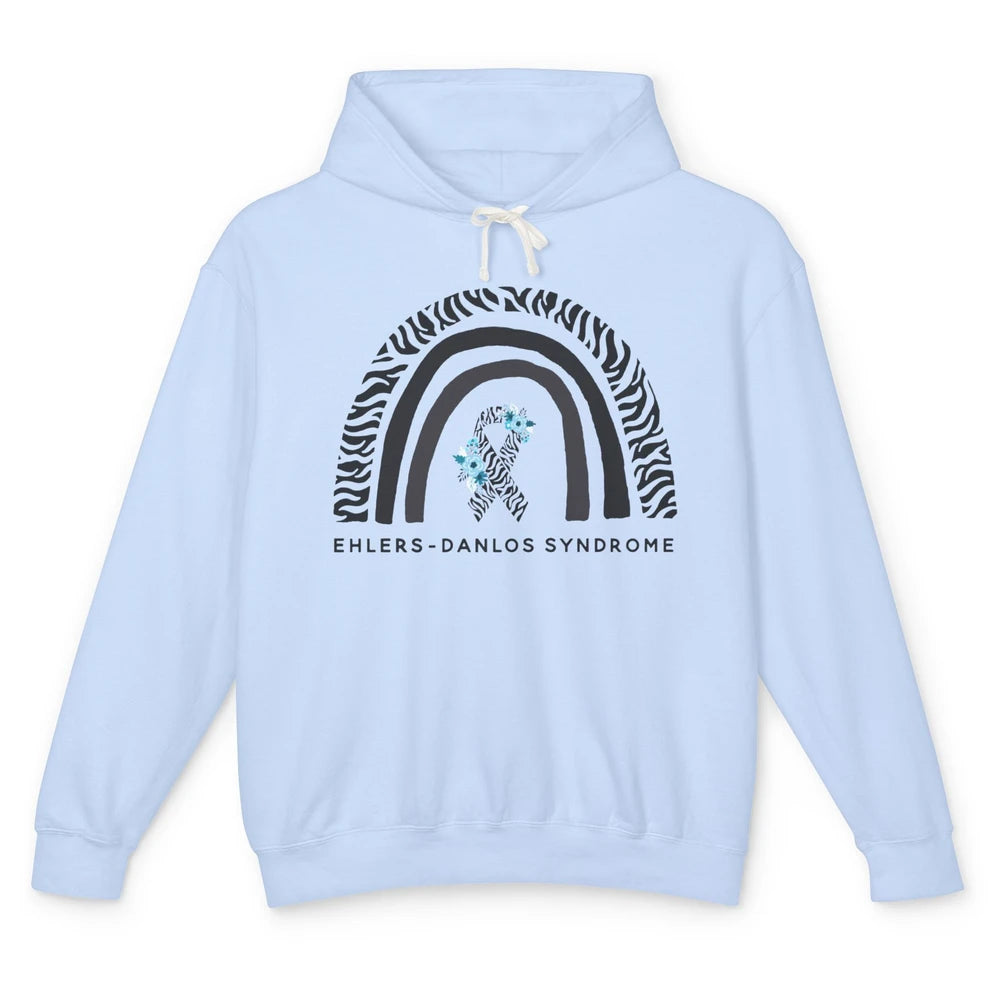 Ehlers Danlos Syndrome Awareness EDS Zibra Ribbon Rainbow Unisex Lightweight Hoodie