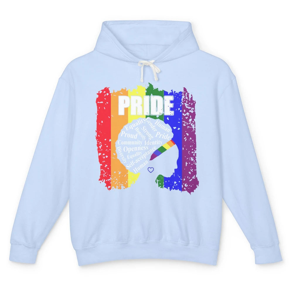 Proud Afro Girl Gay Pride Month Equality Unisex Lightweight Hoodie