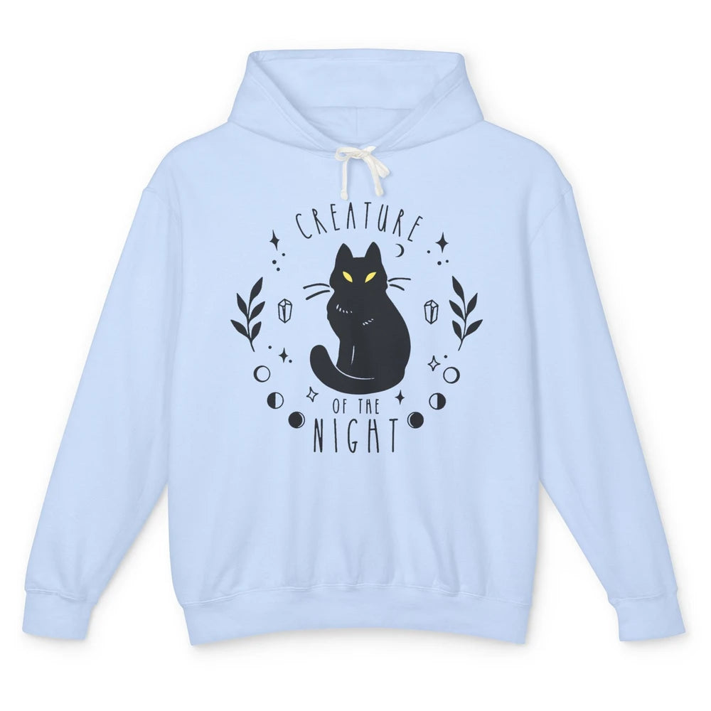 Black Cat Witch Creature Of The Night Halloween Cat Costume Unisex Lightweight Hoodie