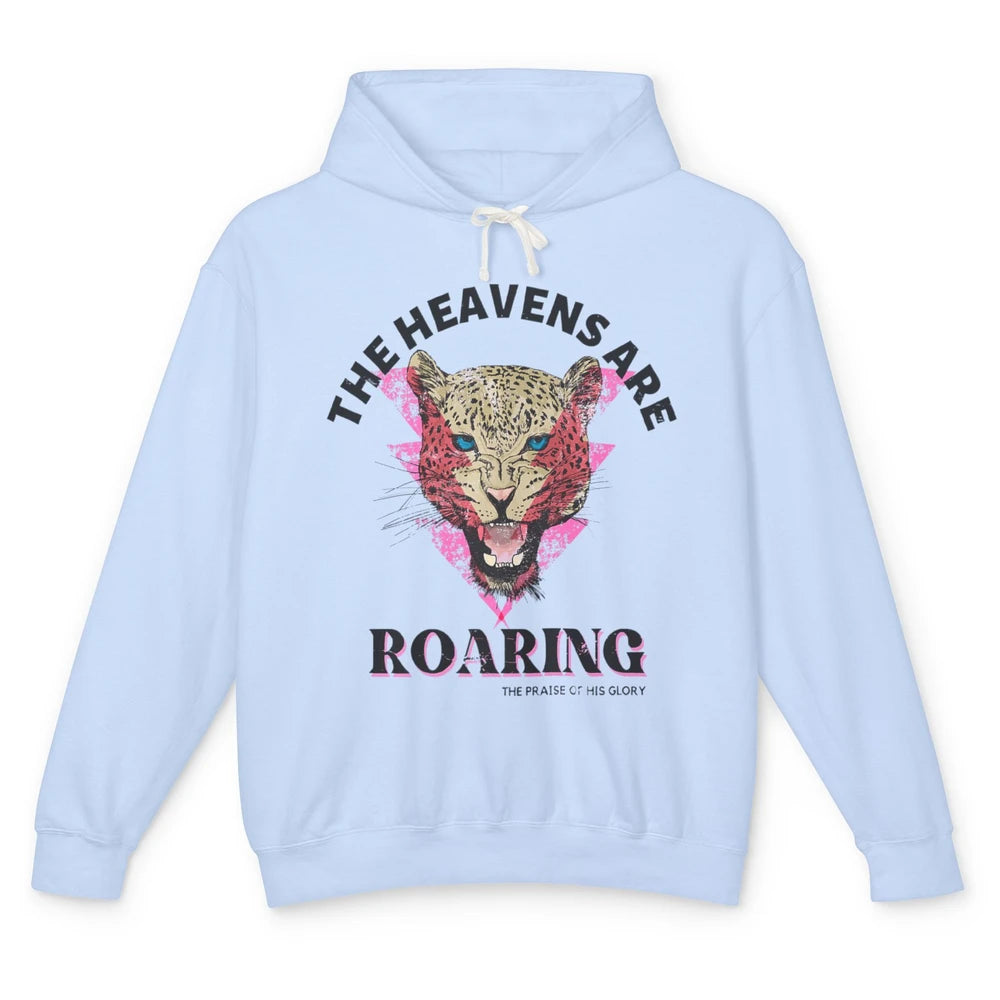 Retro Lion Heavens Are Roaring Bible Lightning Bolt Leopard Unisex Lightweight Hoodie