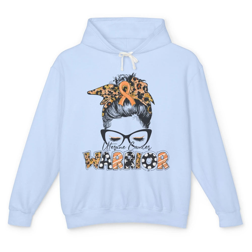 Messy Hair Leopard Woman Warrior Uterine Cancer Awareness Unisex Lightweight Hoodie