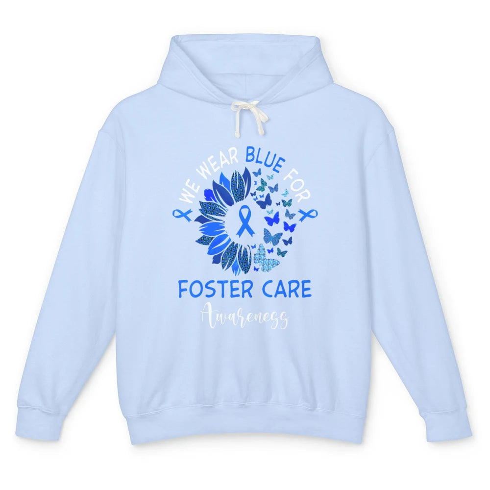 Foster Care Awareness Leopard Sunflower Adoption Blue Ribbon Unisex Lightweight Hoodie