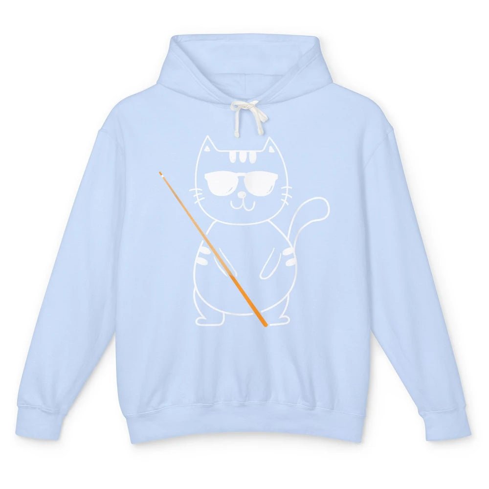 Pool Player Cool Cat Sunglasses Eight Balls Pool Snooker Pun Unisex Lightweight Hoodie