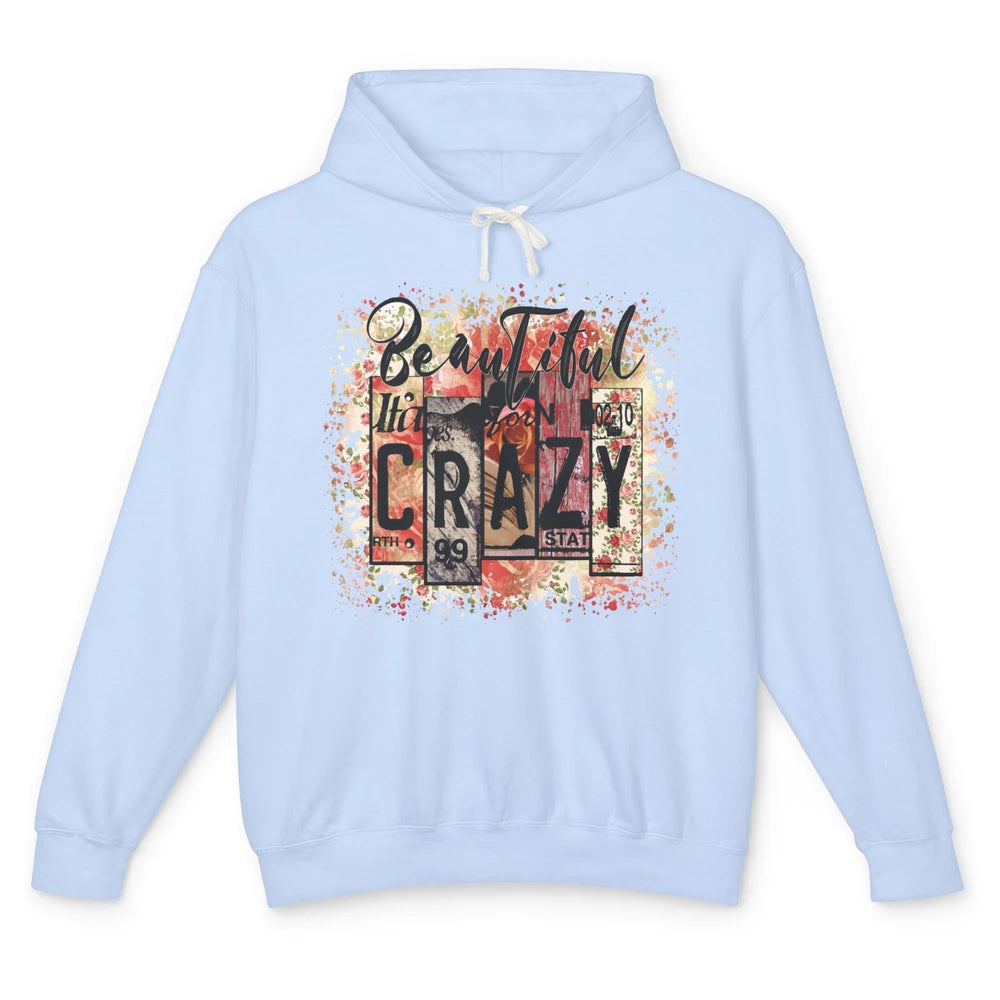 Retro Floral Western Cowgirl Beautiful Crazy Country Music Unisex Lightweight Hoodie