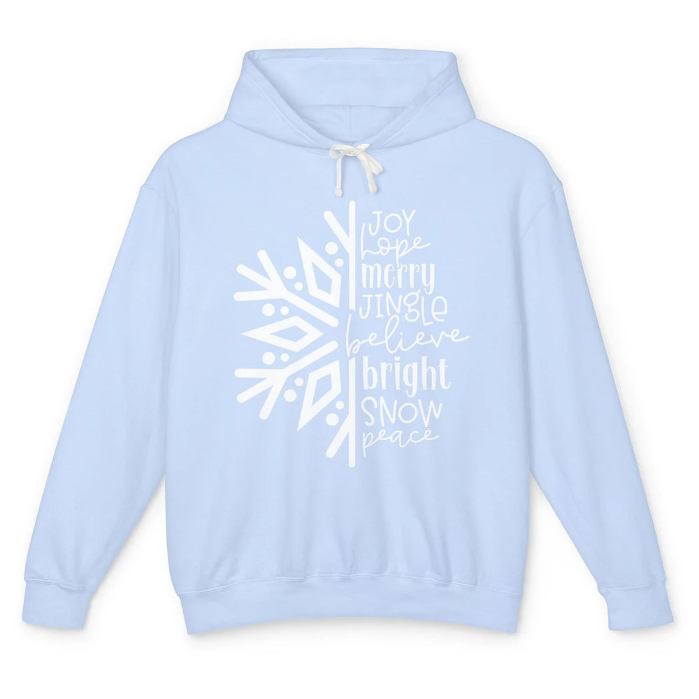 Snowflakes Christmas Joy Hope Merry Jungle Christmas Lovers Unisex Lightweight Hoodie