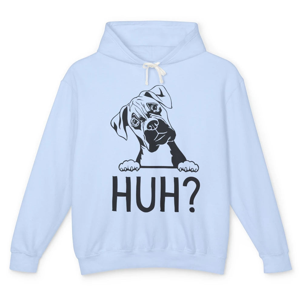 Funny Boxer Dog Black White Huh? Dog Boxer Lovers Gift Unisex Lightweight Hoodie