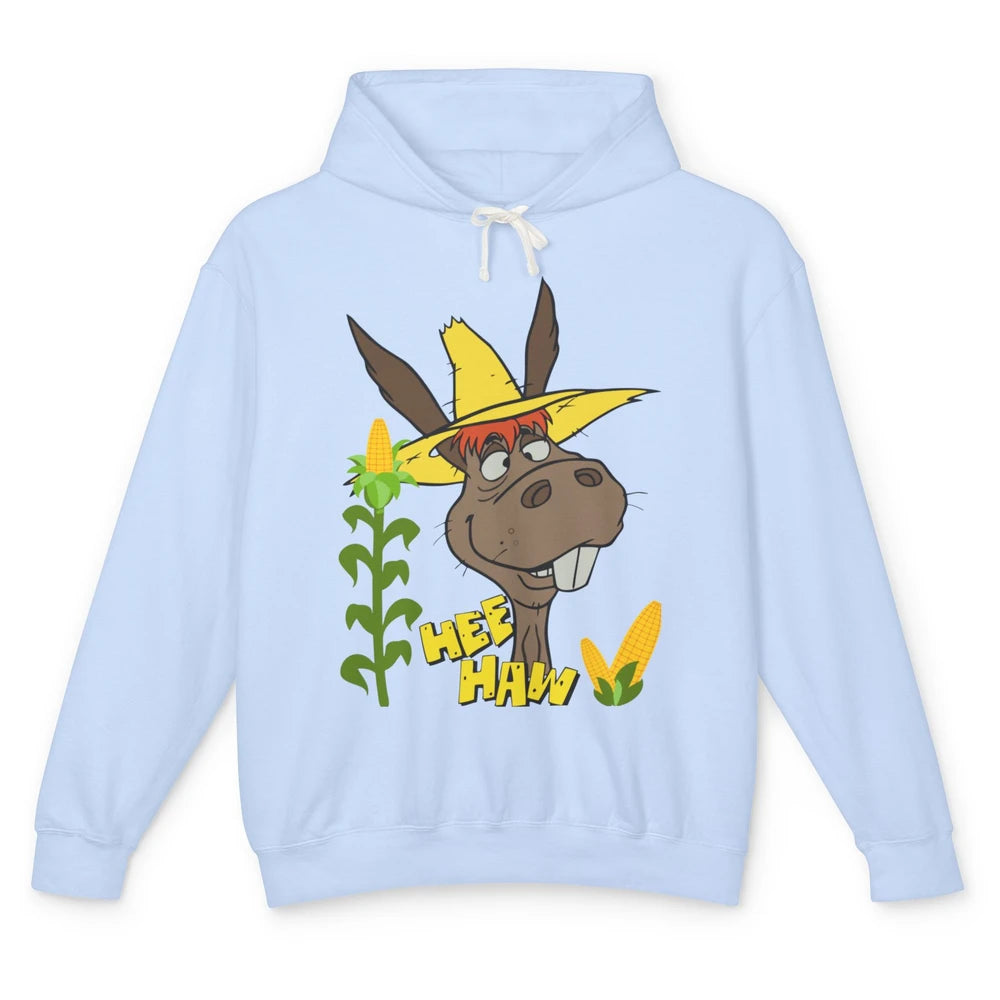 Funny Donkey Face Hee Haw Farming Life Farm Animal Corn Life Unisex Lightweight Hoodie