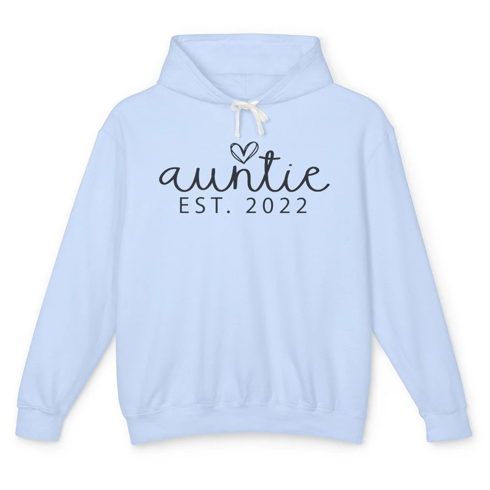 Promoted To Auntie Est 2022 Auntie Sister Pregnancy Reveal Unisex Lightweight Hoodie