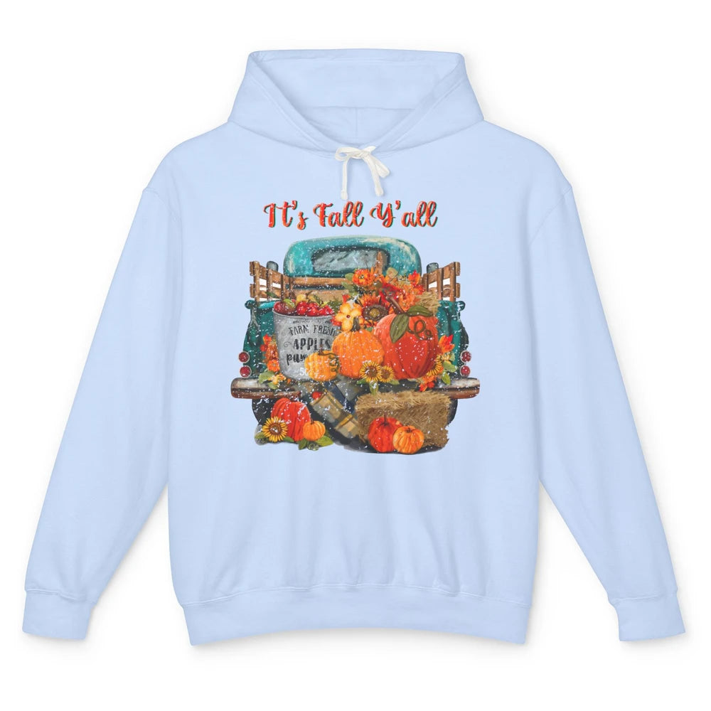 Retro Pumpkin Truck Sunflower Western Pumpkin Season Fall Unisex Lightweight Hoodie