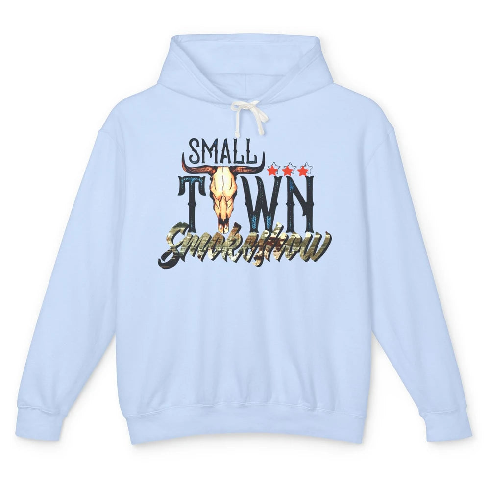 Boho Bull Skull Small Town Smokeshow Western Country Cowgirl Unisex Lightweight Hoodie