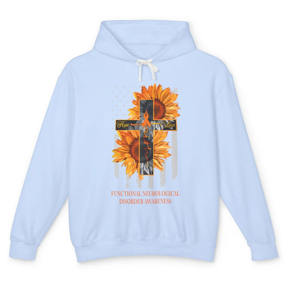 Functional Neurological Disorder Faith Hope Love Jesus Cross Unisex Lightweight Hoodie