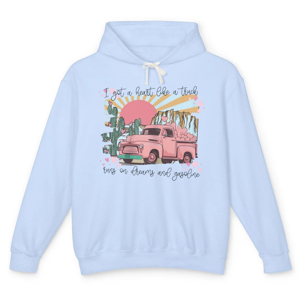 Western Sunset Cowgirl I Got Heart Like Truck Rodeo Cactus Unisex Lightweight Hoodie