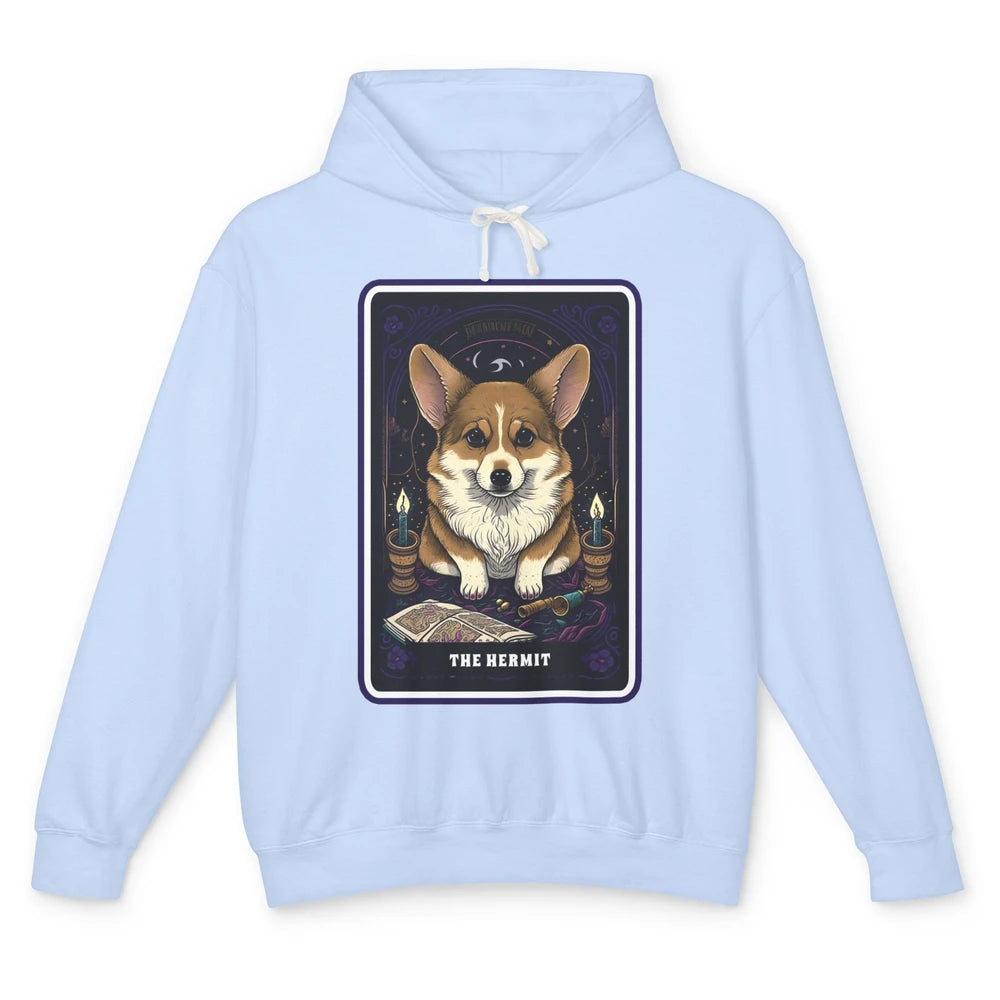 Corgi Witch The Hermit Tarot Card Halloween Corgi Dog Mom Unisex Lightweight Hoodie