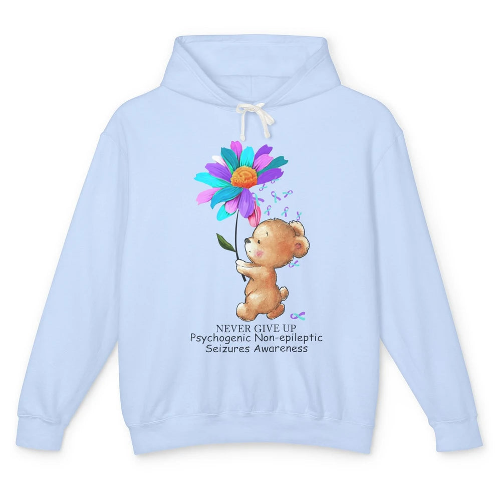 PNES Awareness Purple Teal Ribbon Sunflower Baby Elephant Unisex Lightweight Hoodie