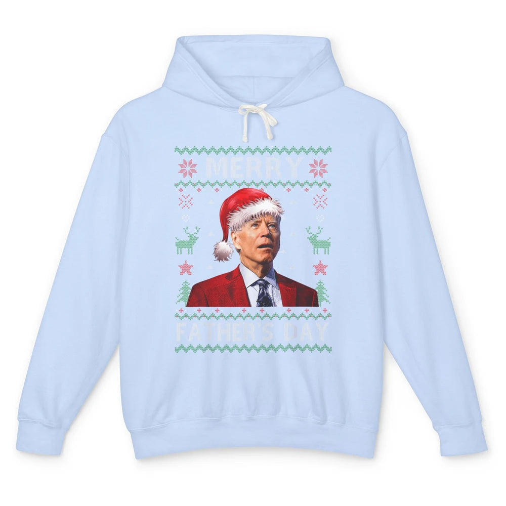 Funny Santa Hat Joe Biden Confused Ugly Christmas President Unisex Lightweight Hoodie