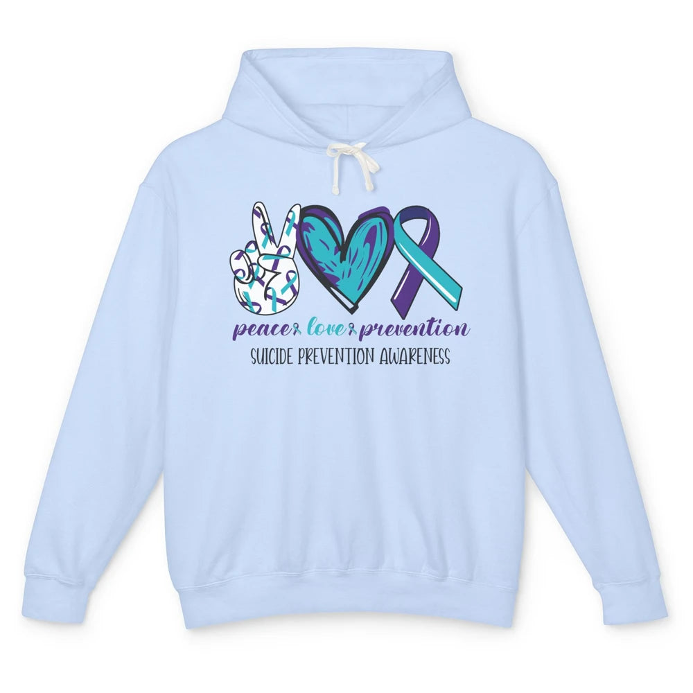 Suicide Prevention Awareness Ribbon Peace Love Prevention Unisex Lightweight Hoodie