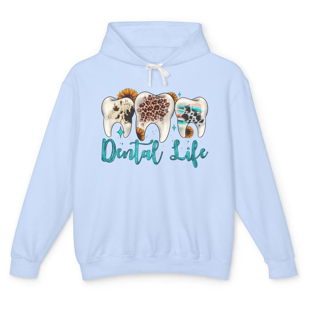 Western Dental Life Tooth Leopard Flower Dentist Hygienist Unisex Lightweight Hoodie