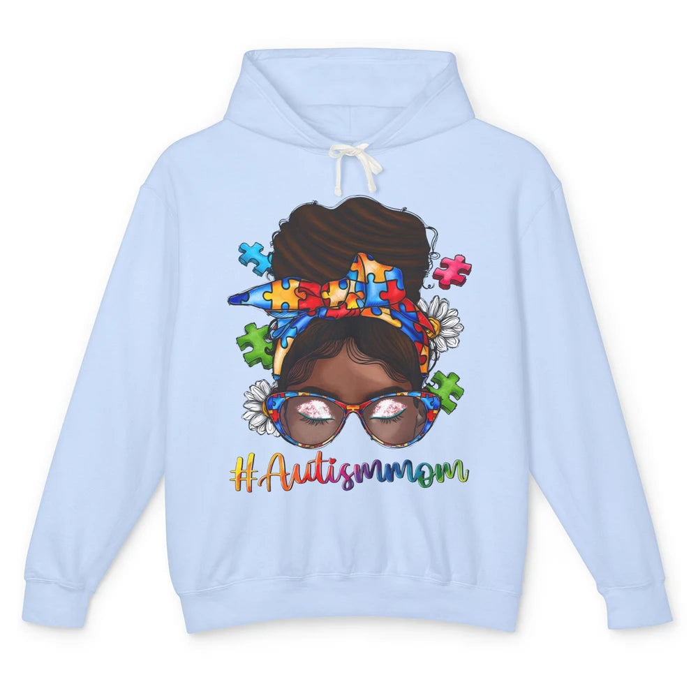 Autism Afro Mom Curly Hair American African Autism Awareness Unisex Lightweight Hoodie