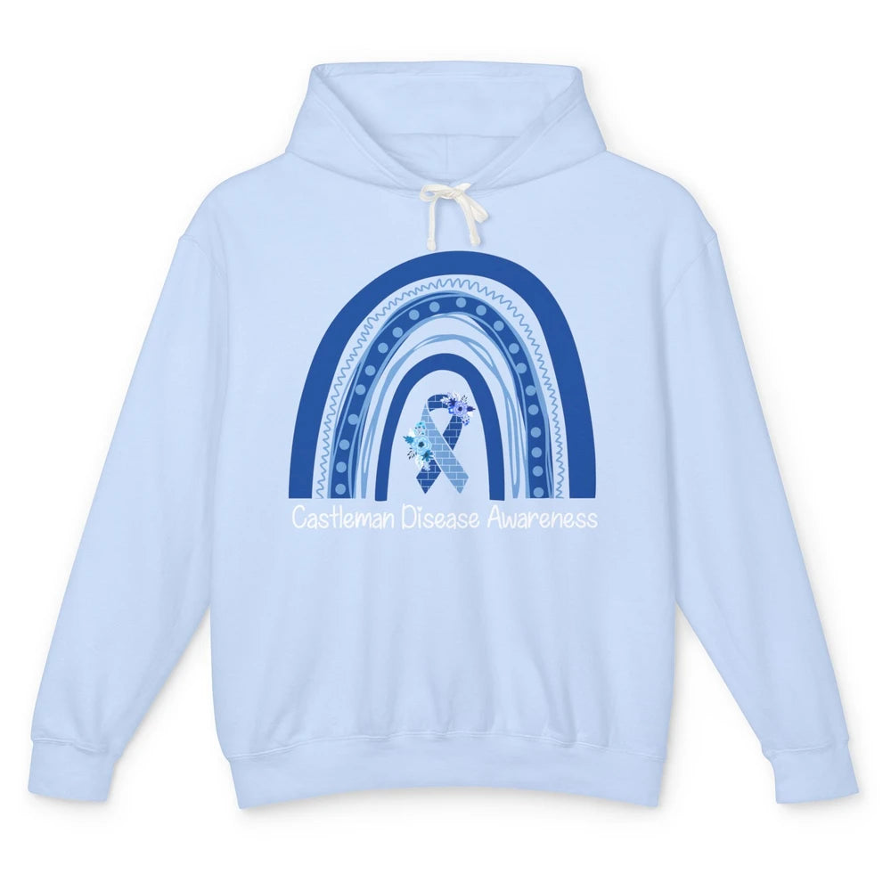 Castleman Disease Awareness Floral Blue Ribbon Rare Disease Unisex Lightweight Hoodie