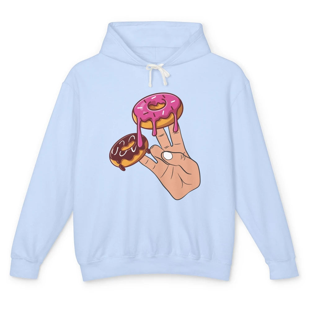 Funny Donut Two In Pink Shocker Men Women Sarcastic Doughnut Unisex Lightweight Hoodie