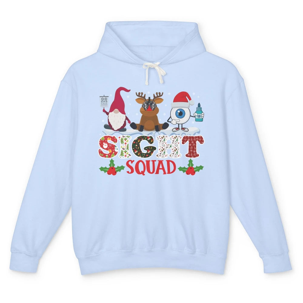 Optometrist Sight Squad Gnome Reindeer Optician Christmas Unisex Lightweight Hoodie