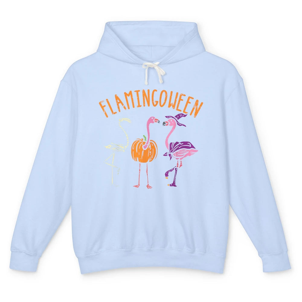 Funny Witch Flamingo Pumpkin Skeleton Halloween Spooky Boo Unisex Lightweight Hoodie