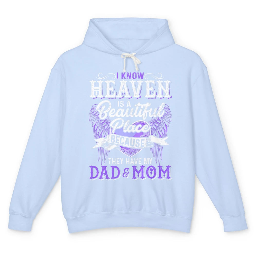 Heaven Beautiful Dad And Mom In Heaven Angel Wings Guardian Unisex Lightweight Hoodie