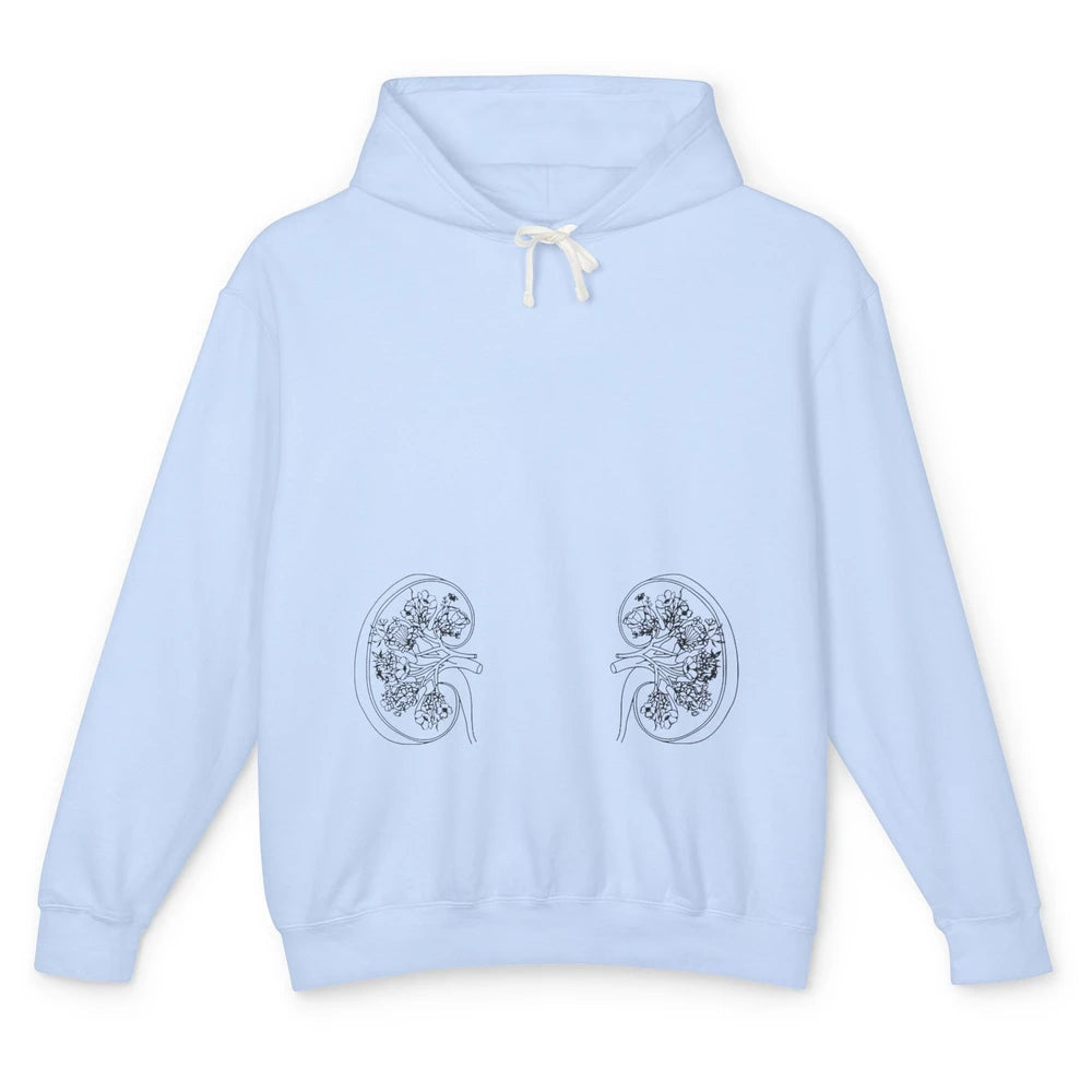 Floral Kidney Anatomy Two Kidneys Human Body Anatomy Unisex Lightweight Hoodie