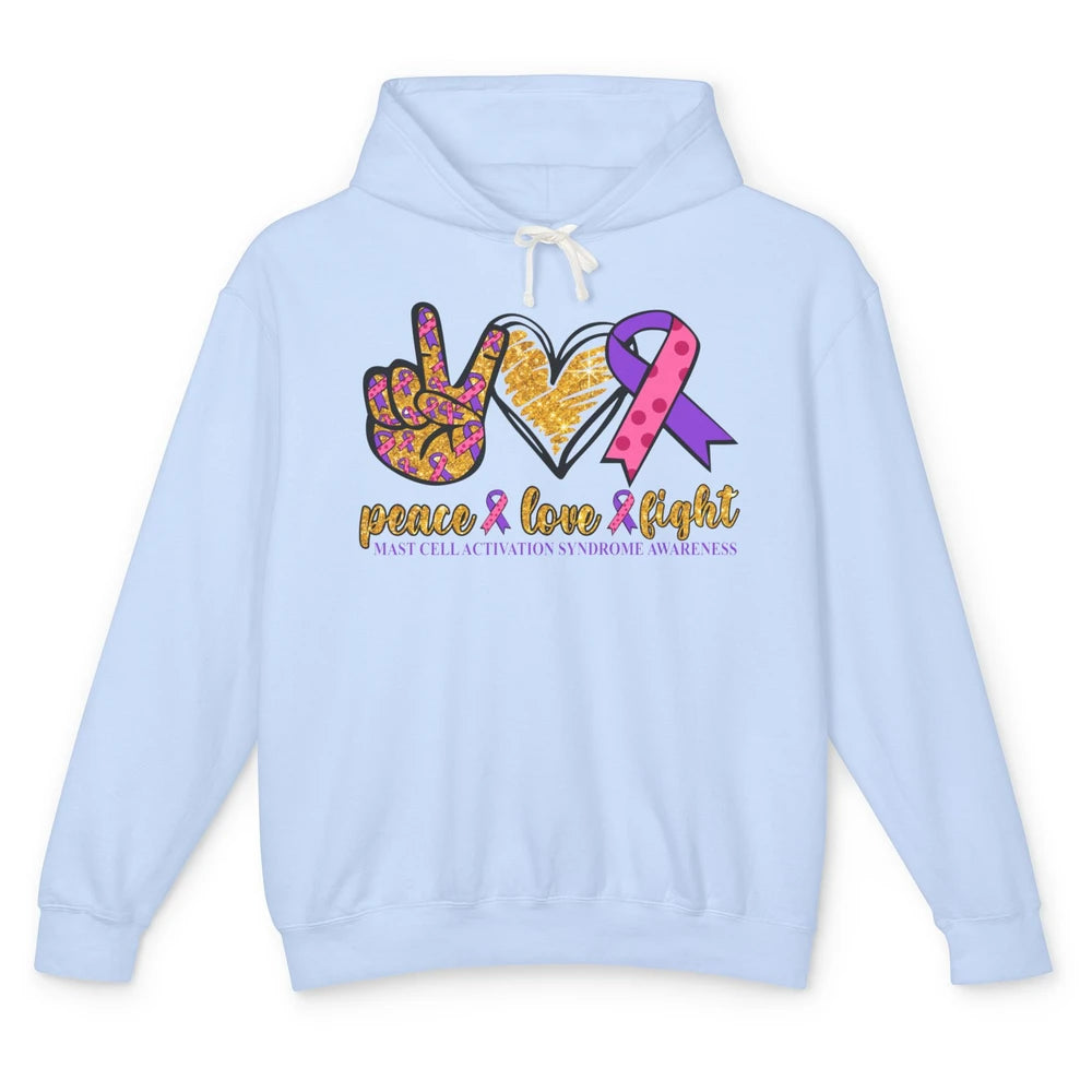 Mast Cell Activation Syndrome Awareness Peace Love Fight Unisex Lightweight Hoodie