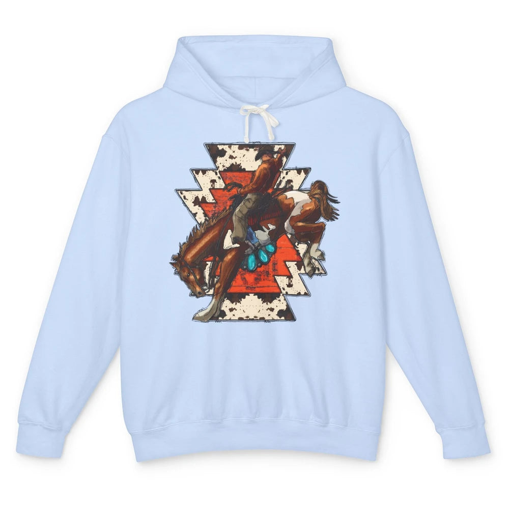 Aztec Cowhide Rodeo Hold Your Horses Cowboy Western Gemstone Unisex Lightweight Hoodie