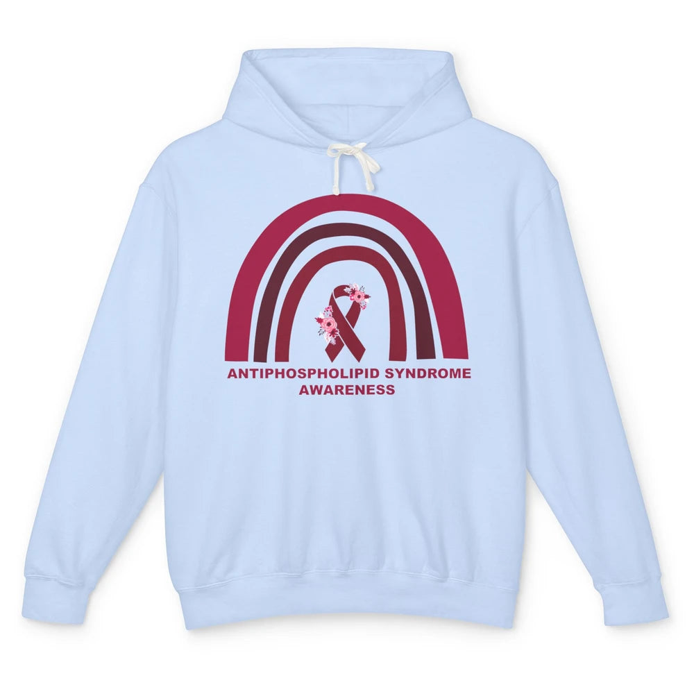 Antiphospholipid Syndrome Awareness APS Burgundy Rainbow Unisex Lightweight Hoodie