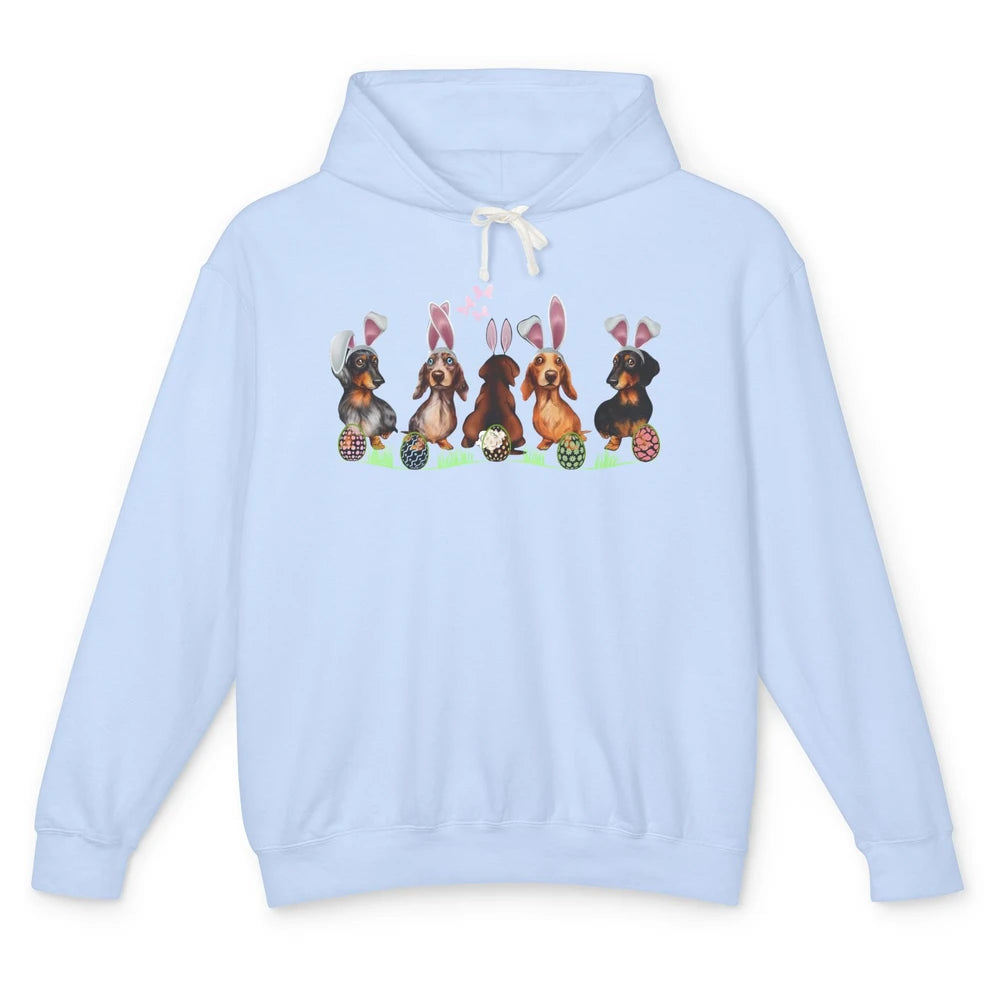 Easter Dachshund With Bunny Ears Cute Dachshund Easter Eggs Unisex Lightweight Hoodie