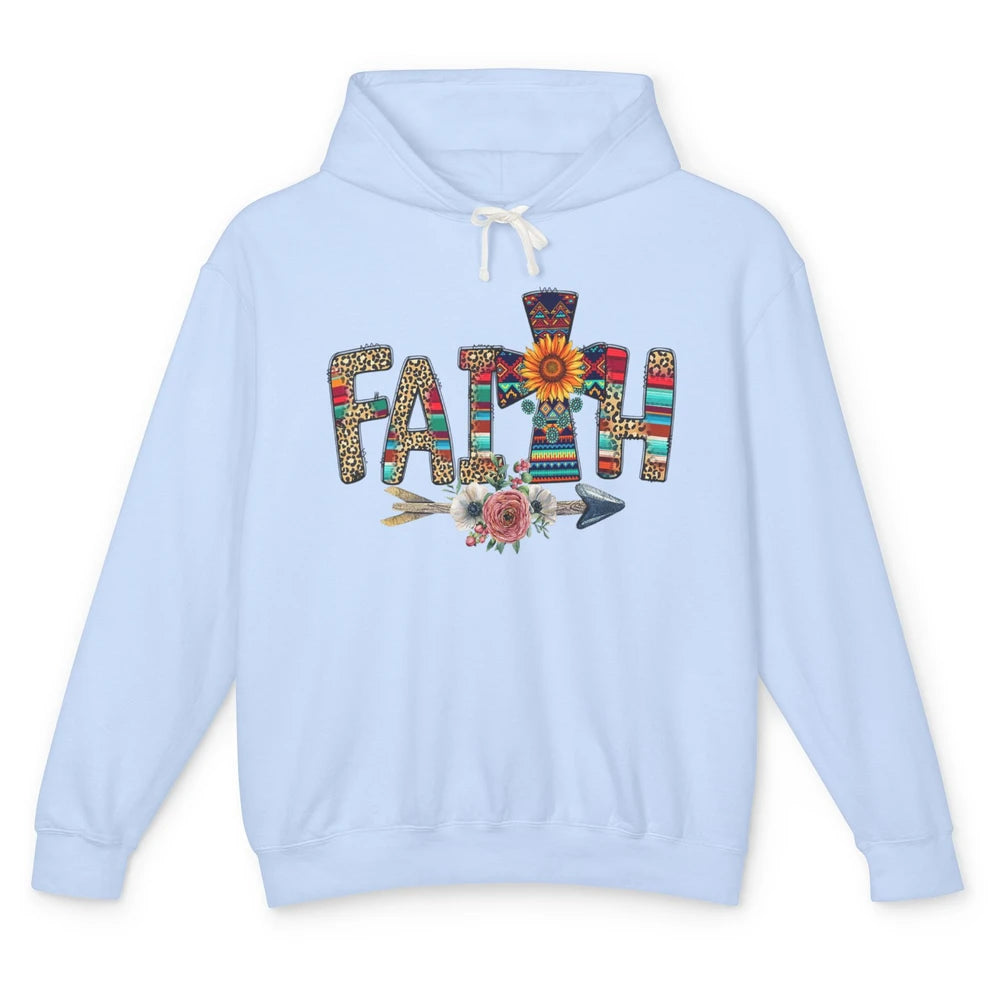 Leopard Serape Faith Religious Western Country Christian God Unisex Lightweight Hoodie