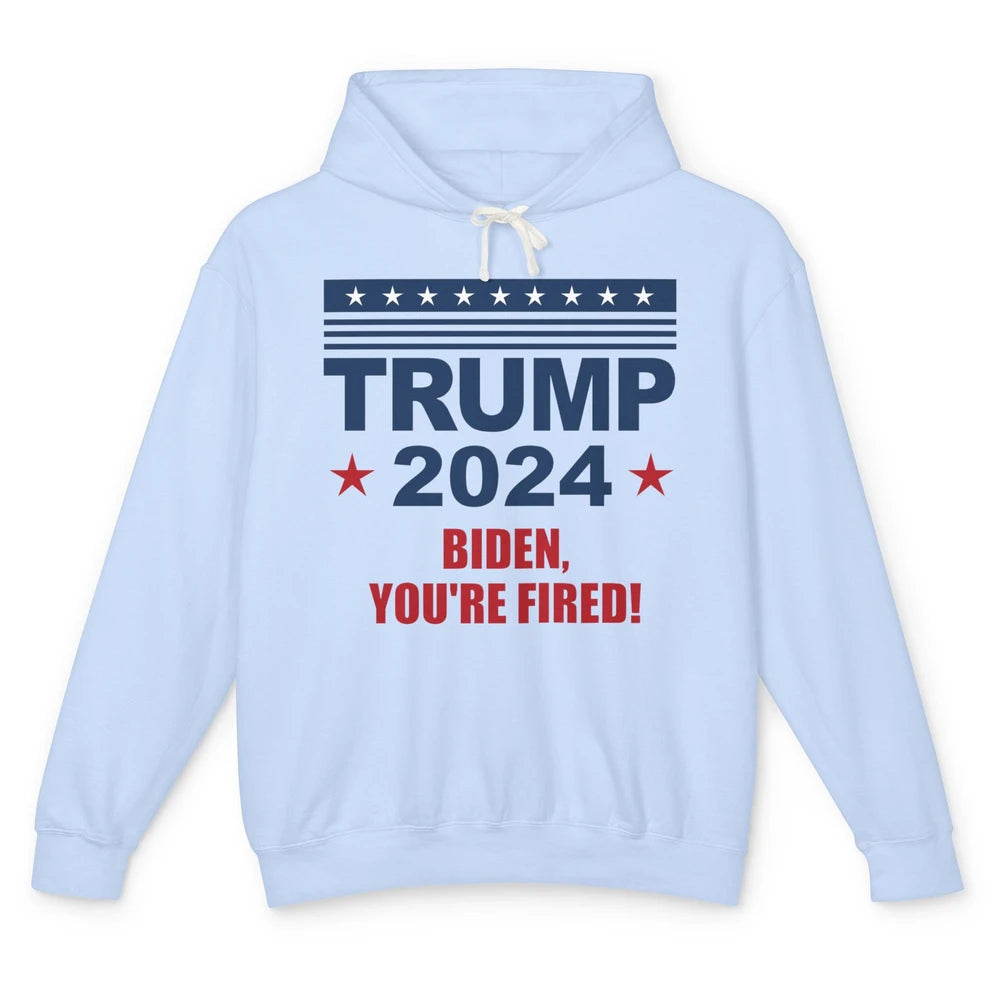 Retro US Flag Trump 2024 Return Biden You're Fired Patriot Unisex Lightweight Hoodie