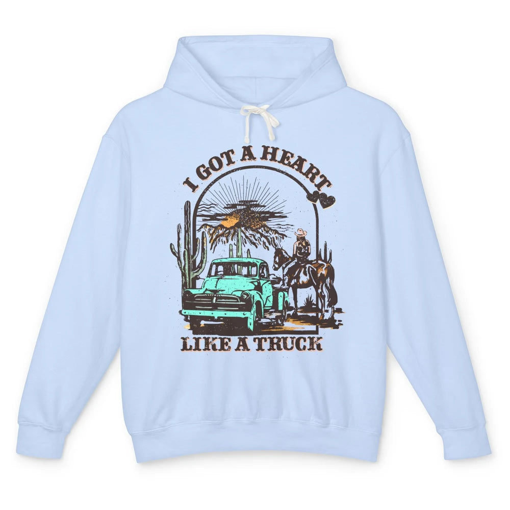 Retro Cowgirl Riding Horse I Got A Heart Western Country Unisex Lightweight Hoodie