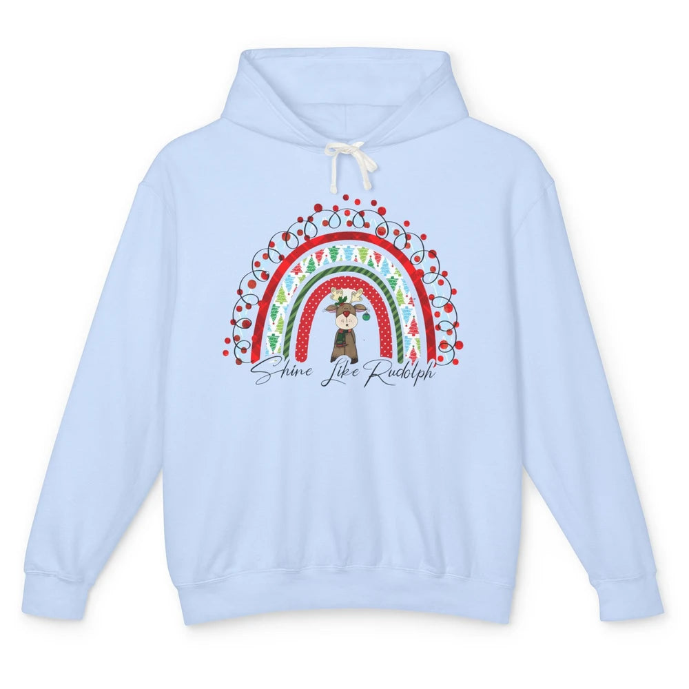 Boho Christmas Tree Rainbow Shine Like Reindeer Christmas Unisex Lightweight Hoodie