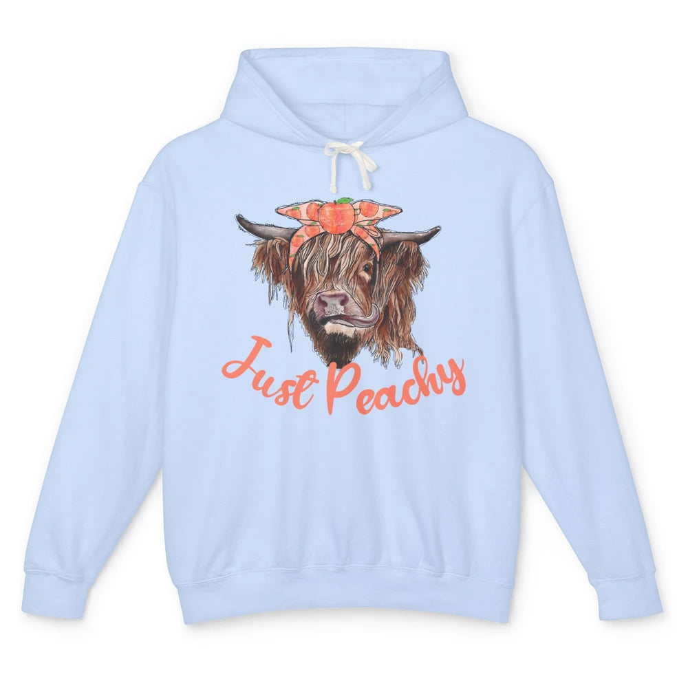 Highland Cow Bandana Just Peachy Western Country Peach Lover Unisex Lightweight Hoodie