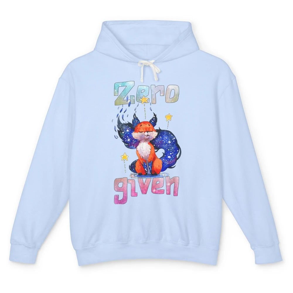 Funny Zero Fox Given Cute Watercolor Animal Sarcastic Foxes Unisex Lightweight Hoodie