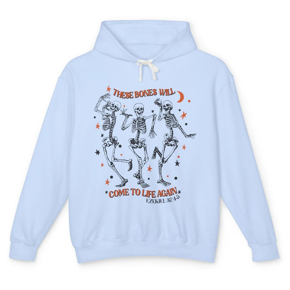 Dancing Skeleton Dry Bones Come Alive Bible Verse Christian Unisex Lightweight Hoodie