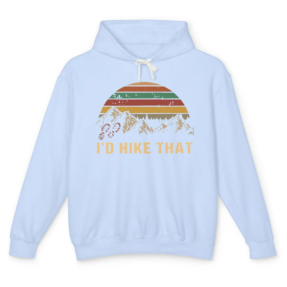 Vintage Mountain Hiking Boots I'd Hike That Adventure Hikers Unisex Lightweight Hoodie