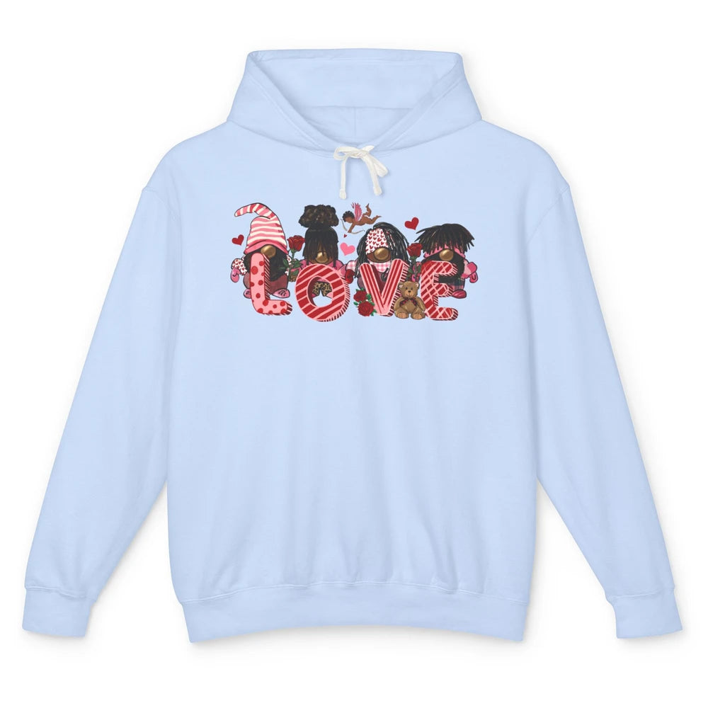 Afro Gnome Love Valentine African American Valentine's Day Unisex Lightweight Hoodie