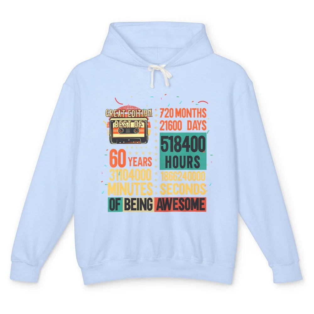 Retro 60s Lifetime Cassette Music Count Down 60th Birthday Unisex Lightweight Hoodie