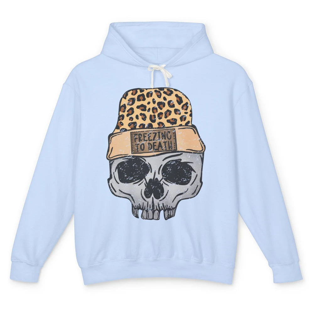 Funny Leopard Skull Freezing To Death Funny Christmas Winter Unisex Lightweight Hoodie