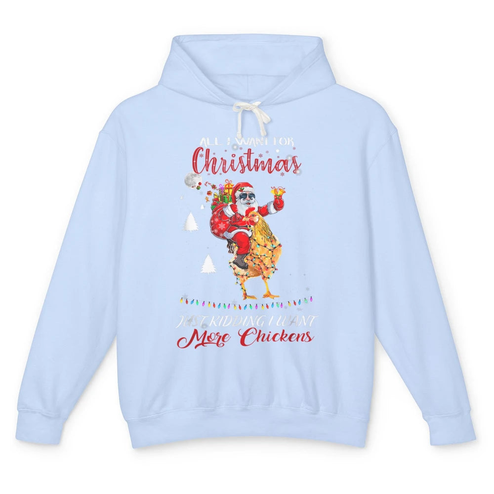 Merry Christmas Funny Santa Claus Riding Chicken Xmas Vibes Unisex Lightweight Hoodie