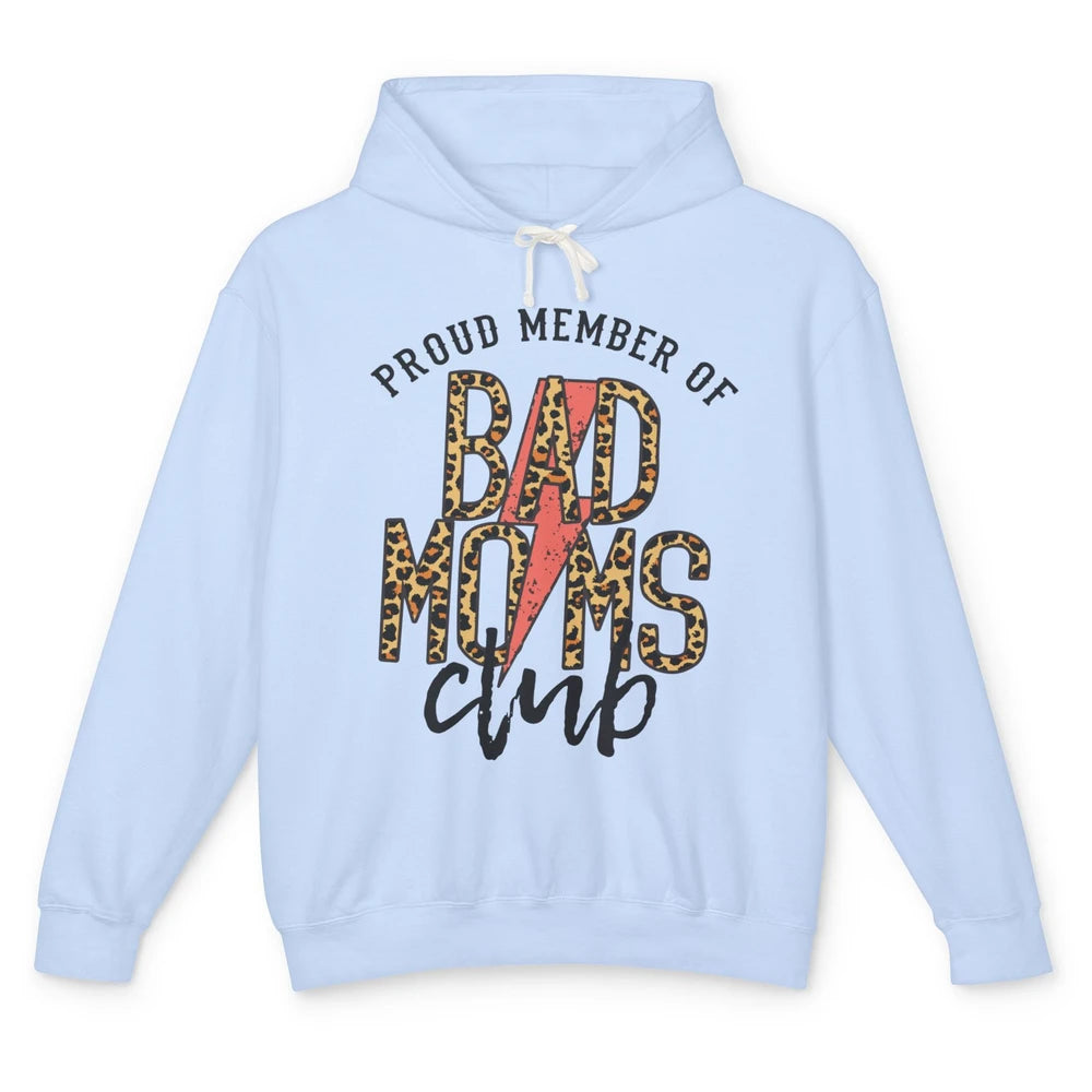 Leopard Proud Member Of Bad Moms Club Lightning Bolt Western Unisex Lightweight Hoodie