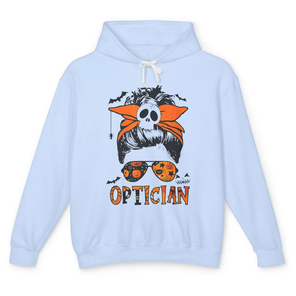 Optician Messy Hair Bun Eye Glasses Halloween Spooky Season Unisex Lightweight Hoodie