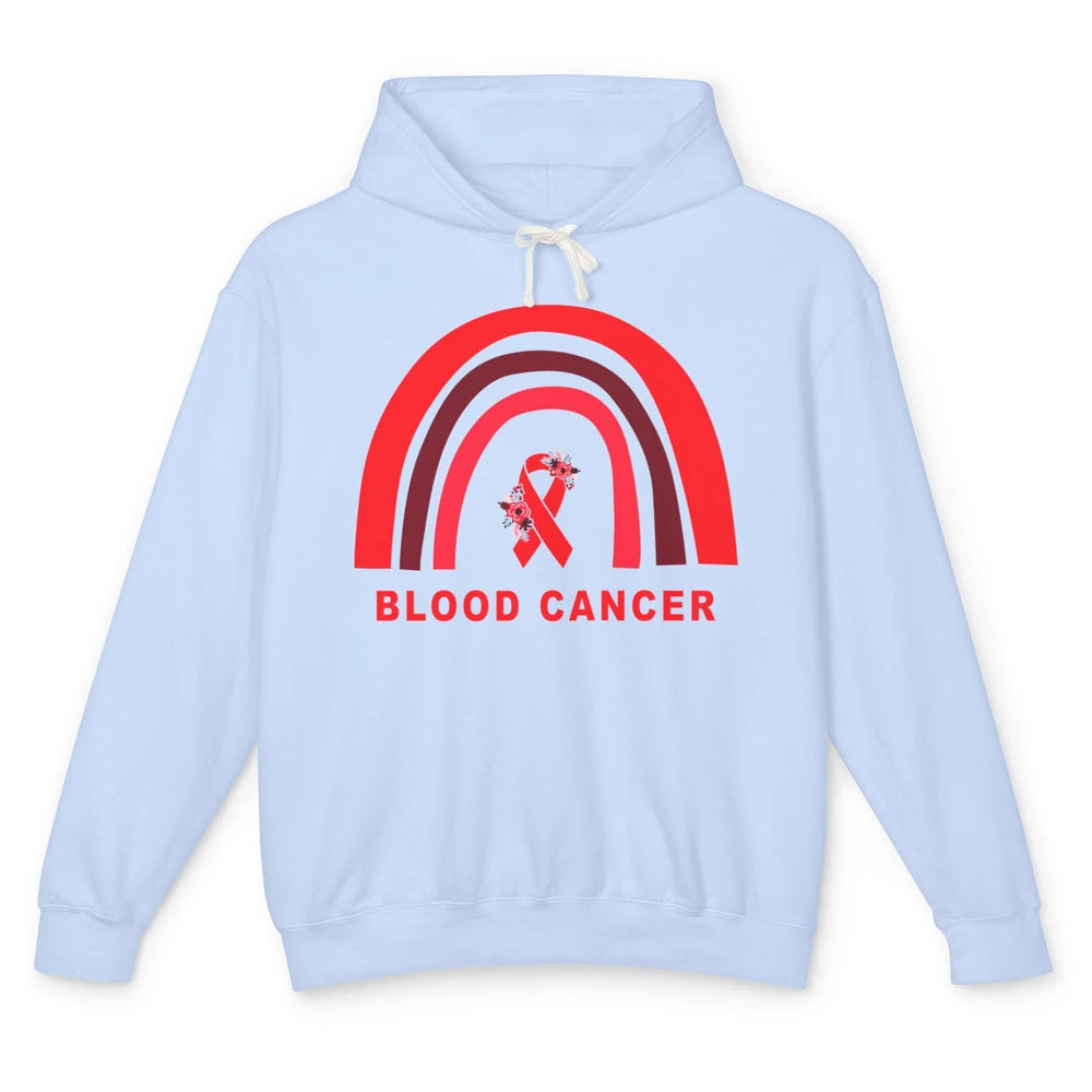 Blood Cancer Awareness Floral Red Ribbon Cute Rainbow Unisex Lightweight Hoodie