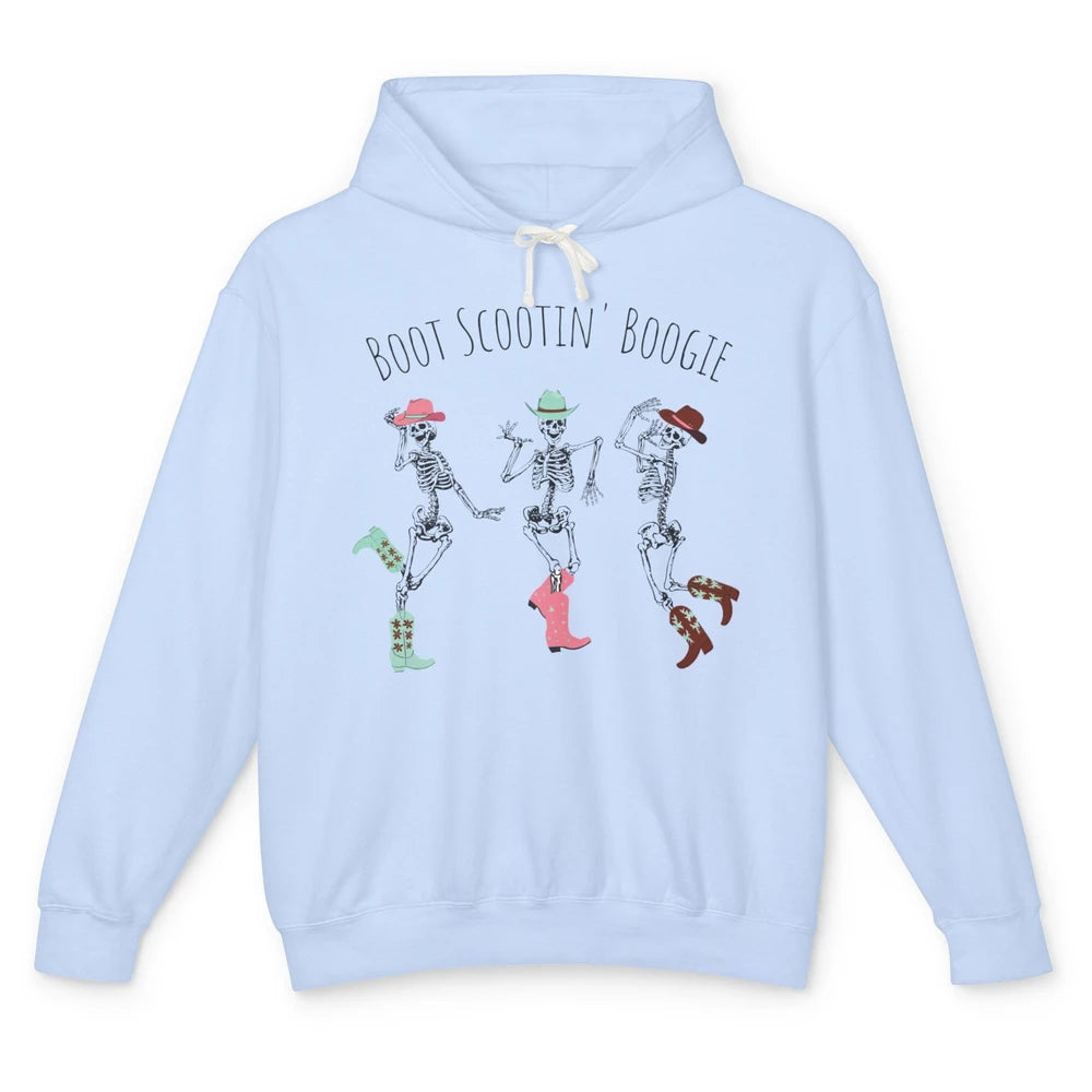 Cowboy Skeleton Dance Boot Scooting Boogie Western Halloween Unisex Lightweight Hoodie